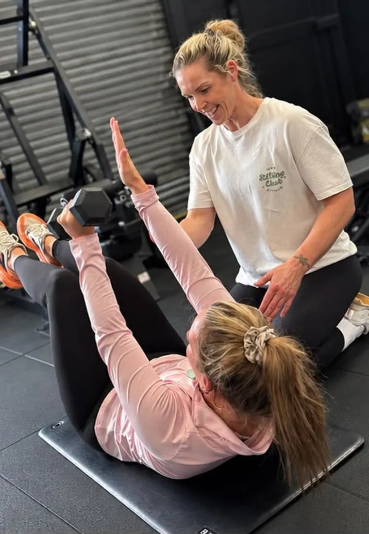 Lesley training with her gym members