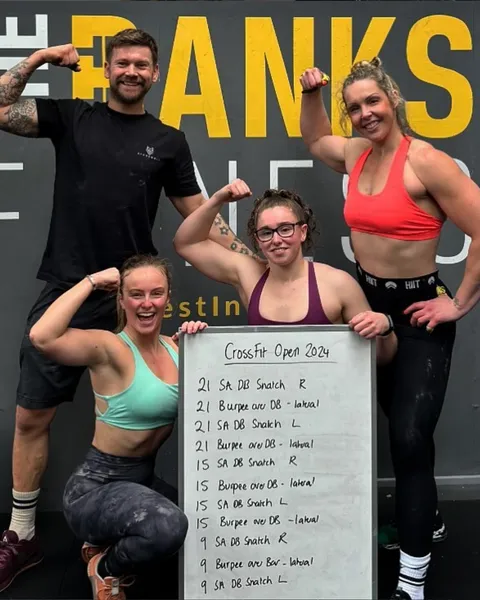 Lesley and her gym members after the CrossFit Open